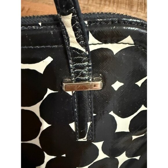 Kate Spade Black White Polka Dot Zip Dome Tote Satchel Purse Strap Double Handle - Picture 5 of 16